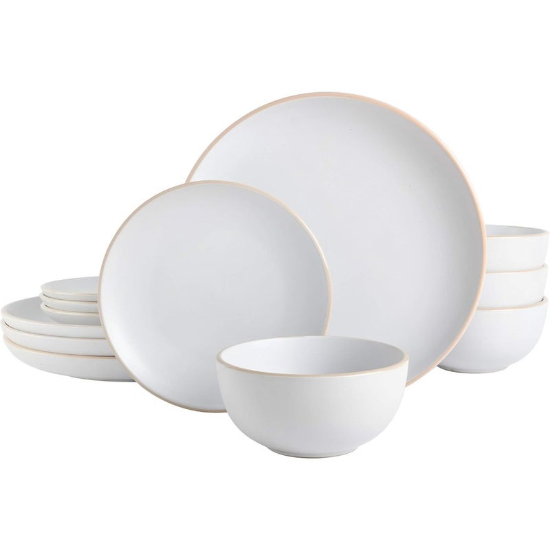 Rockaway Round Stoneware Dinnerware Set, White - Image 1