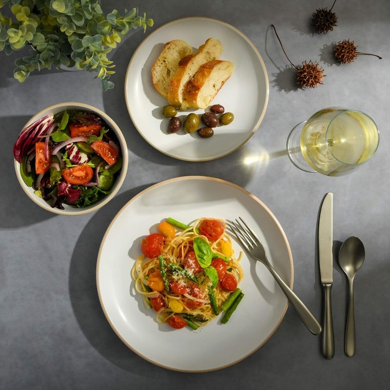 Rockaway Round Stoneware Dinnerware Set, White - Image 4