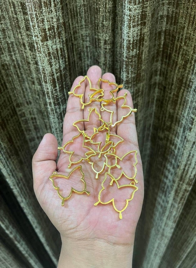 IRIKA Gold Butterfly Pendant Bezels – Pack of 15 | Big Size with Connector | Anti-Tarnish | for Resin Art, Jewelry Making, Crafts - Image 2