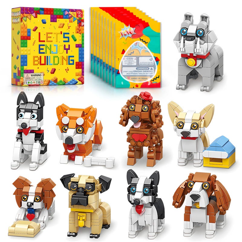 HIGH GODO 9pack Party Favors Mini Dogs Building Set Adorable Animals Building Set for Goodie Bags Stuffers Party Favors Birthday Gift for Teens 14 1002PCS - Image 3