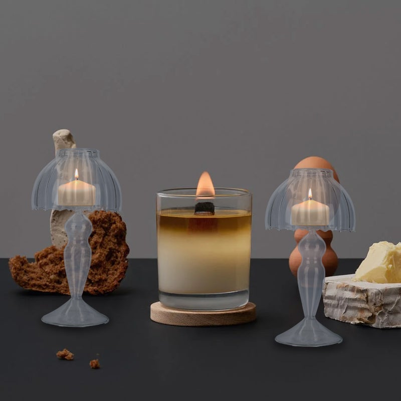 1pc Simple Glass Candleholder Decorative Adornment Candlestick Home Decor - Image 3