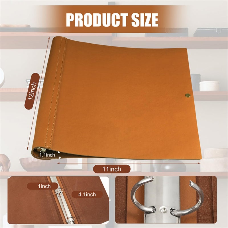 Teling Leather 3 Ring Binder Holds 8.5 x 11 Inch Paper Binder Organizer Vintage Faux Leather Binder Portfolio Folder Planner Binder for Office Home Document Photo Diary Supplies(Antique Brown) - Image 2