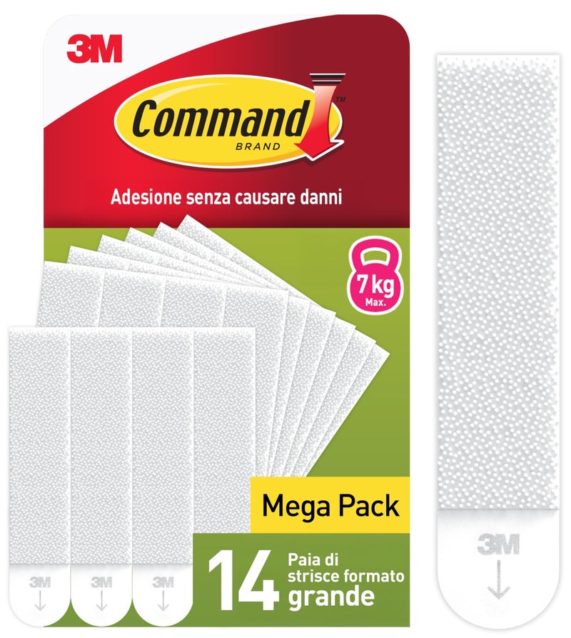Command Picture Large Hanging Strips White color value pack, 14 pairs/SIOC pack | Holds 7.2 kg whole pack | Organize | Decoration | No Tools | Holds Strongly | Damage-Free Hanging - Image 1