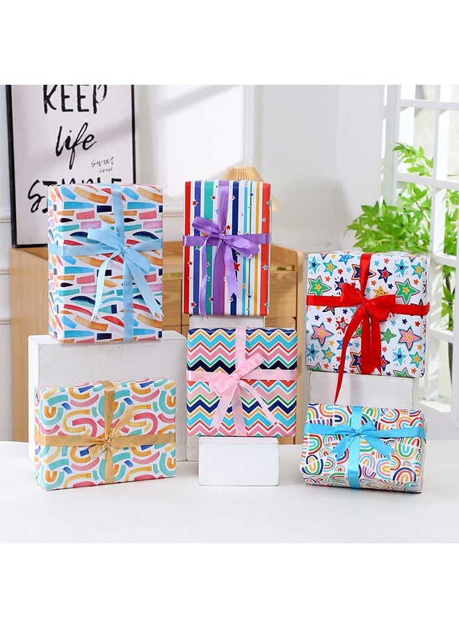 Zeemey 6 Sheets Gift Wrapping Paper With Accessories,Holiday Gift Wrapping Paper,Birthday Gift Box Gift Wrapping DIY, Gift Wrapping Paper for Birthday, Holiday, Wedding, Party,Kids Gift Wrapping (70cmX50cm)  - Image 1