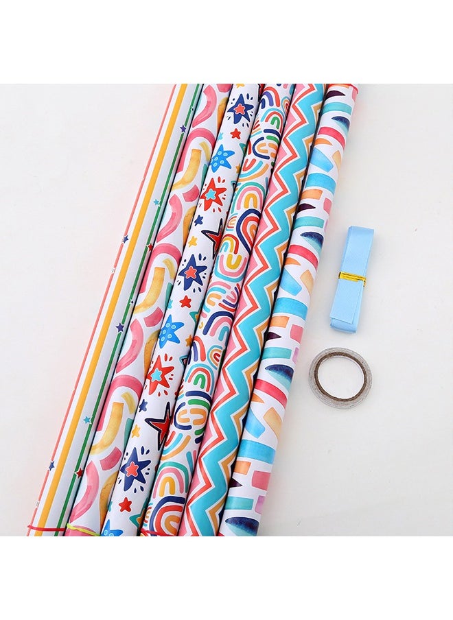 Zeemey 6 Sheets Gift Wrapping Paper With Accessories,Holiday Gift Wrapping Paper,Birthday Gift Box Gift Wrapping DIY, Gift Wrapping Paper for Birthday, Holiday, Wedding, Party,Kids Gift Wrapping (70cmX50cm)  - Image 2
