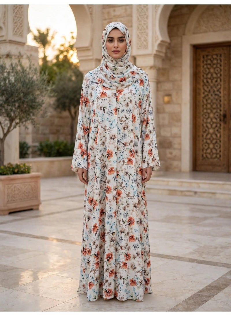 IKKXA Contemporary Patterned Abaya with Classic Wide Sleeves - Image 1