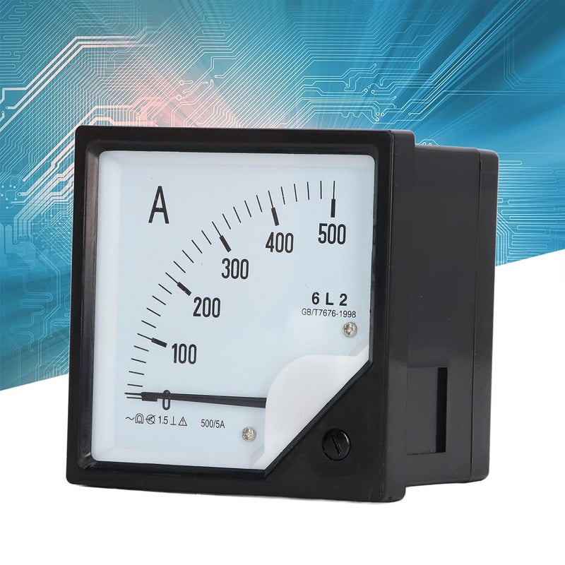 Analog AC Ammeter Panel Meter and Magnetoelectric Pointer Current Gauge with ABS Housing, 0 to 500A Measurement Range and 1.5 Percent Accuracy for Power Distribution Systems. - Image 3
