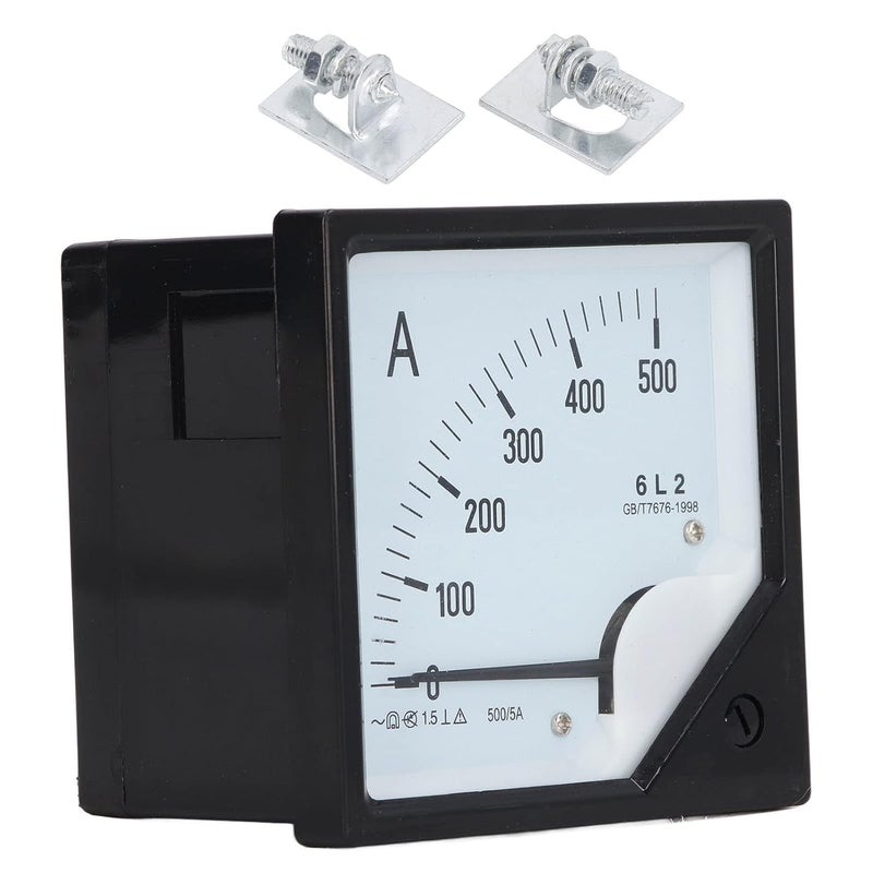 Analog AC Ammeter Panel Meter and Magnetoelectric Pointer Current Gauge with ABS Housing, 0 to 500A Measurement Range and 1.5 Percent Accuracy for Power Distribution Systems. - Image 1