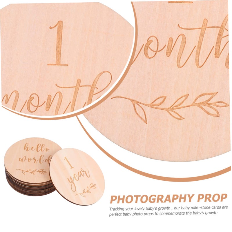 13Pcs Wooden Monthly Milestone Cards For Newborn Photography Home Decor Growth Record - Image 4