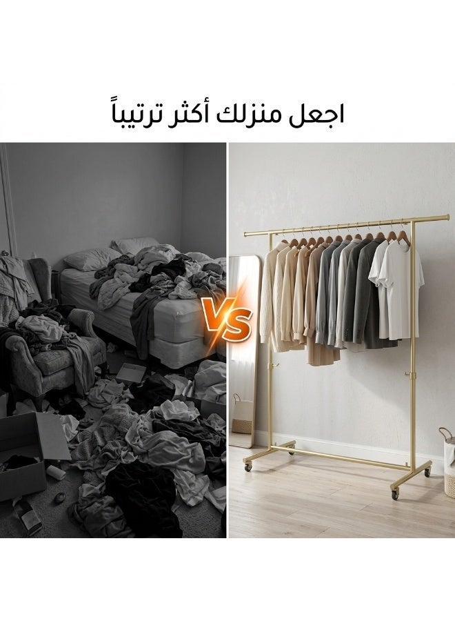 ليفينج علاقة ملابس معدنية قابلة لتعديل الارتفاع مزودة بعجلات | استاند ملابس متين وموفر للمساحة للمنازل والمتاجر - Image 5