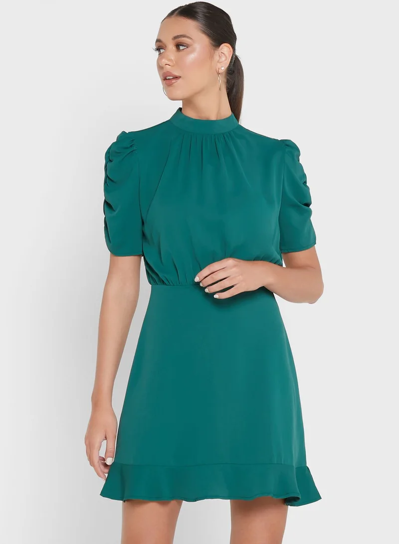 Ginger High Neck Dress With Peplum