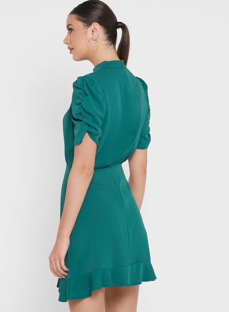Ginger High Neck Dress With Peplum