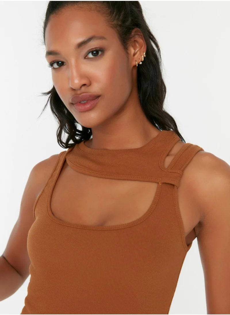 trendyol Ribbed Asymmetric Cut Out Detail Dress