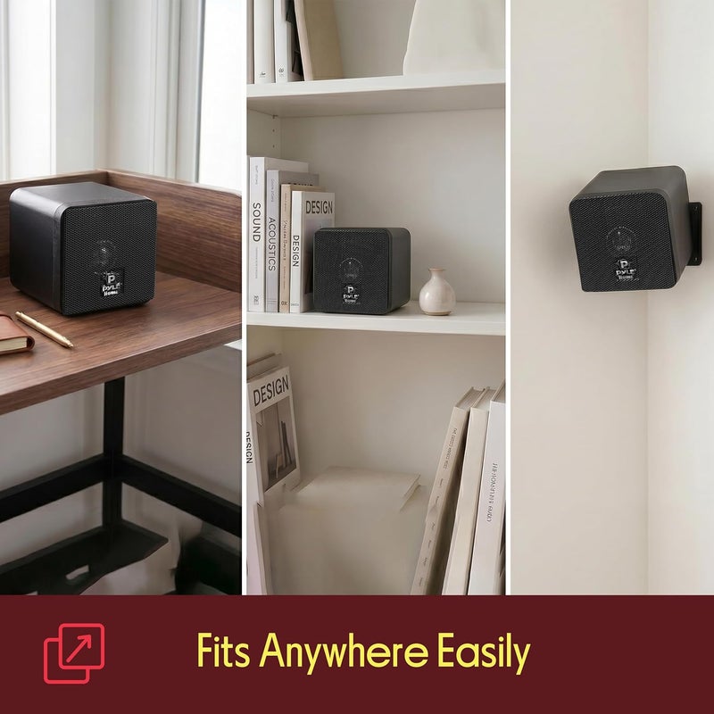 Pyle Global easy assemble picks 3" Mini Cube Bookshelf Speakers - 100W Small Bookshelf Speakers w/ 3" Paper Cone Driver, 8 Ohm - Passive Audio Book Shelf Speaker Pair For Home Theater Stereo Surround Sound - Home PCB3BK (Black) Multi-purpose fine material - Image 3
