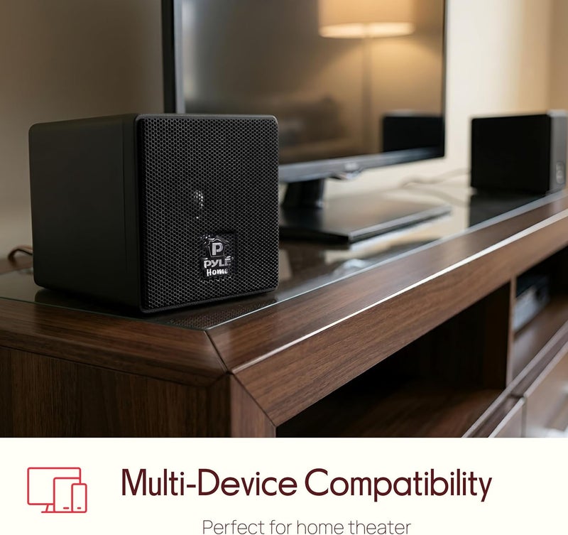 Pyle Global easy assemble picks 3" Mini Cube Bookshelf Speakers - 100W Small Bookshelf Speakers w/ 3" Paper Cone Driver, 8 Ohm - Passive Audio Book Shelf Speaker Pair For Home Theater Stereo Surround Sound - Home PCB3BK (Black) Multi-purpose fine material - Image 5