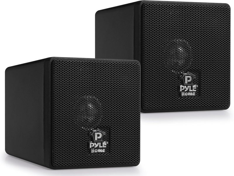 Pyle Global easy assemble picks 3" Mini Cube Bookshelf Speakers - 100W Small Bookshelf Speakers w/ 3" Paper Cone Driver, 8 Ohm - Passive Audio Book Shelf Speaker Pair For Home Theater Stereo Surround Sound - Home PCB3BK (Black) Multi-purpose fine material - Image 1
