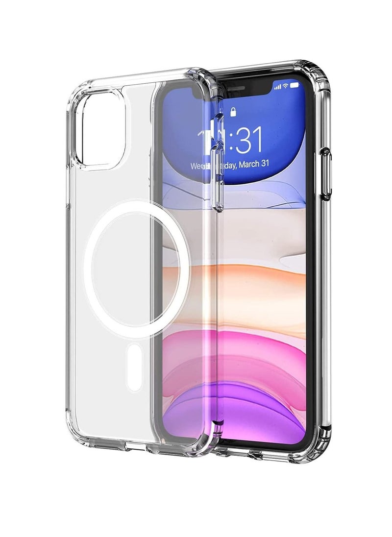 Case Magnetic Crystal Clear Designed for iPhone 11 Case [Yellow Resistant] Compatible with MagSafe Shockproof Protective Slim Thin Cover 6.1 inch 2021-Clear  - Image 2