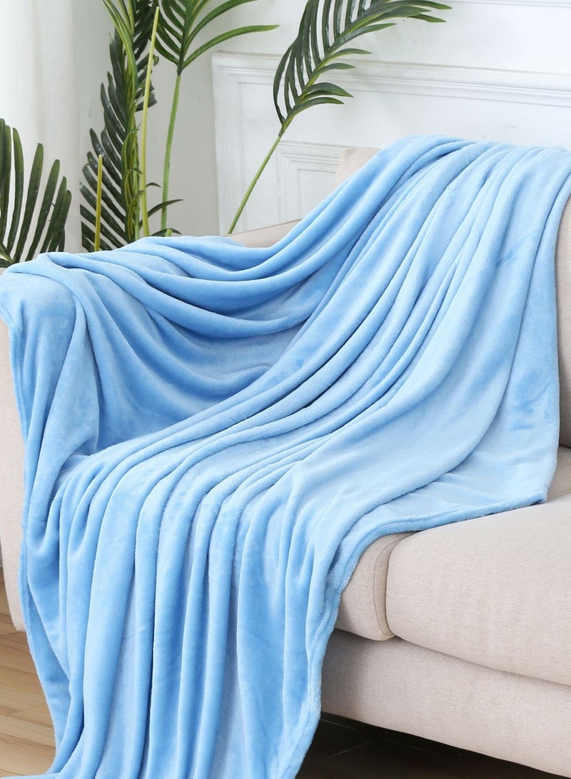 Loquat بطانية خفيفة الوزن دافئة من الفلانيل بلون سادة، بطانية مخملية مرجاني، بطانية أريكة عائلية، قماش فراش