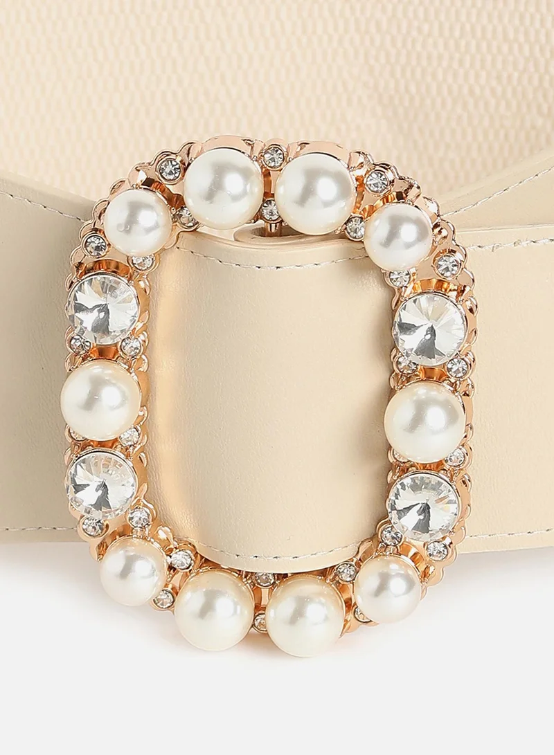 Haute Sauce White Solid Waist Belt