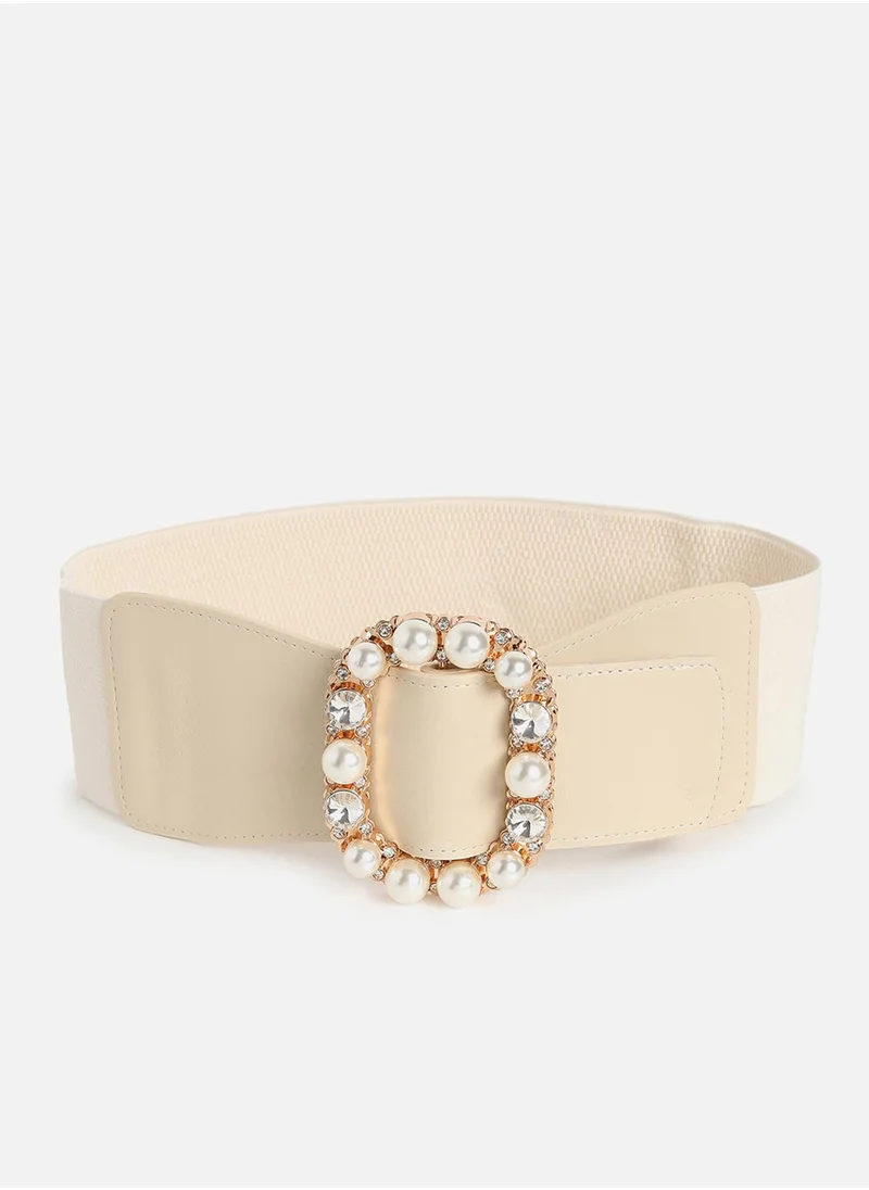 Haute Sauce White Solid Waist Belt