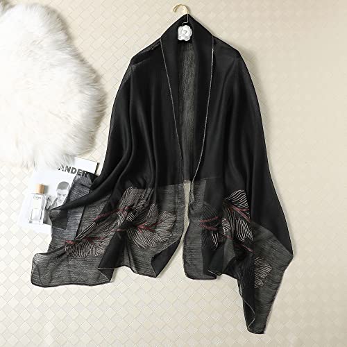 WINCESS.YU Silk Scarf for Women Lightweight Shawls and Wraps for Weddings Fashion Pashmina Shawl Embroidered Scarves - Image 3