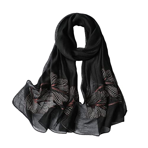 WINCESS.YU Silk Scarf for Women Lightweight Shawls and Wraps for Weddings Fashion Pashmina Shawl Embroidered Scarves - Image 1