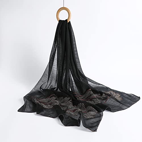 WINCESS.YU Silk Scarf for Women Lightweight Shawls and Wraps for Weddings Fashion Pashmina Shawl Embroidered Scarves - Image 2