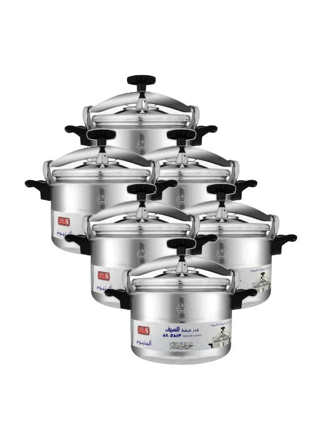 Alsaif 6 Pack Al Saif Aluminium Pressure Cooker Silver 30Liters - Image 1