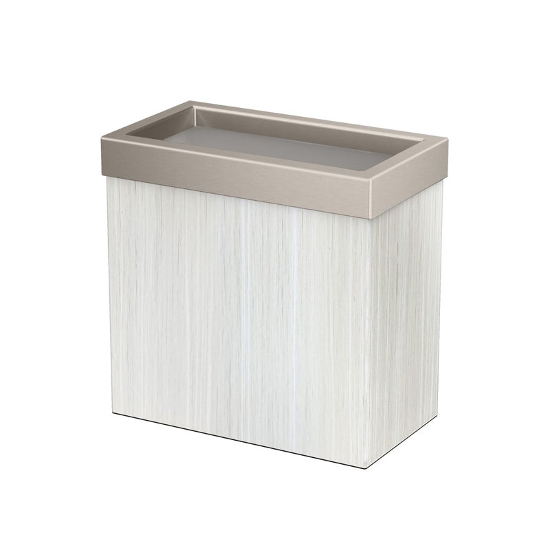 Gatco Rectangle Wastebasket 11875 H White OakSatin Nickel Lid