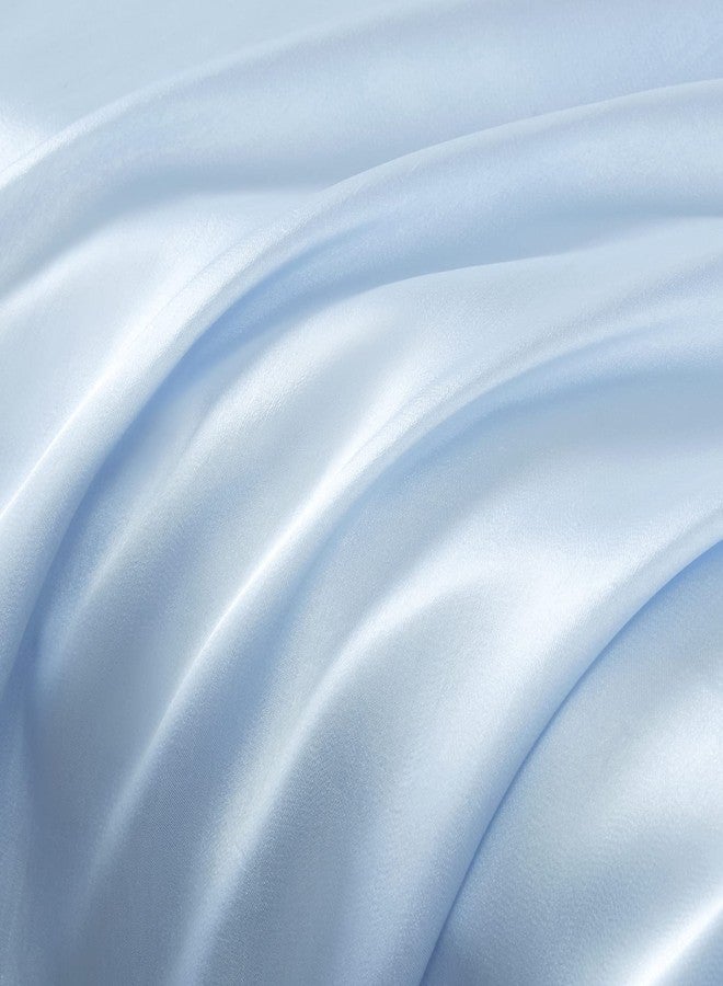 SiinvdaBZX Ruffled Queen Satin Pillowcase Set of 2, Baby Blue Silky Satin Pillow Cases for Women Ruffle Pillow Shams Covers Princess Room Decoration, with Envelope Closure - Image 4