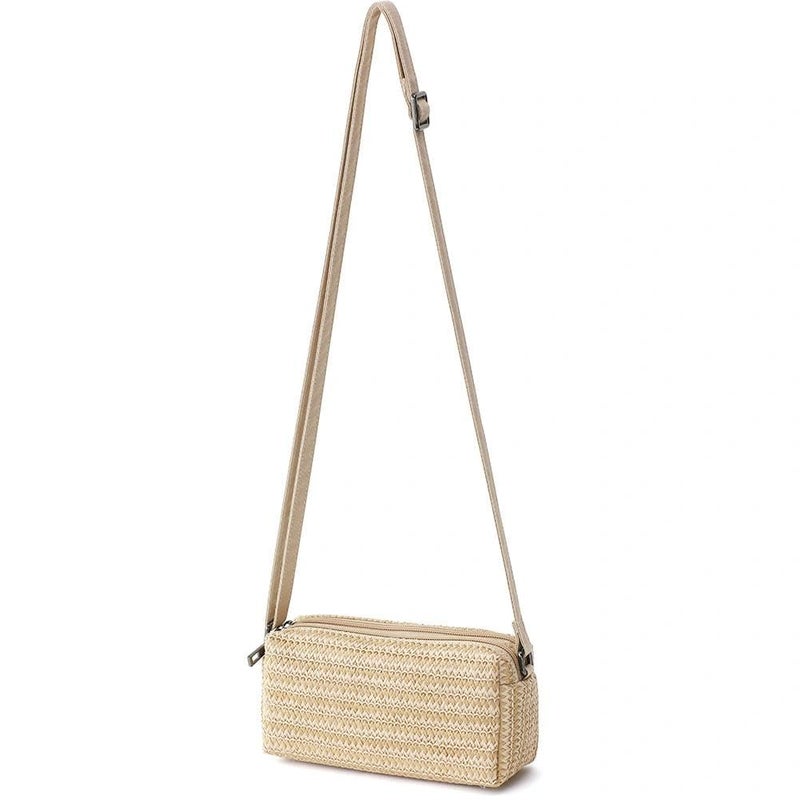 BBORGDC Straw Crossbody Phone Purse for Women - Small Woven Beach Bag with Adjustable Strap, Dual Compartment Travel Wallet, Summer Vacation Gift - Image 1