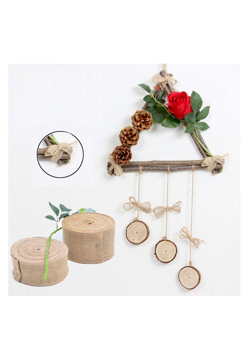 Y&D 6 Rolls Jute Ribbon, Hessian Fabric Ribbons, Natural Burlap Craft Ribbon for DIY Crafts Wedding Party Decoration House Gifts (1.5cm,2cm,3cm) - Image 2