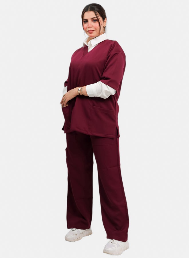 Doctor scrub for women - color burgundy - Image 1