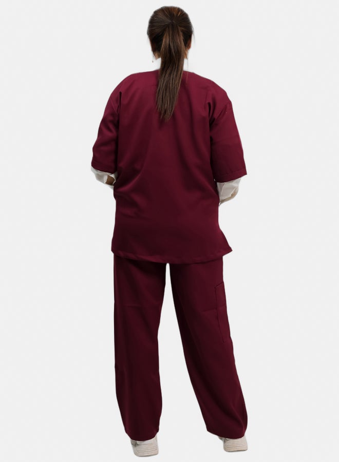 Doctor scrub for women - color burgundy - Image 3