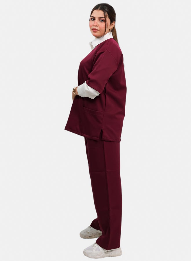 Doctor scrub for women - color burgundy - Image 2