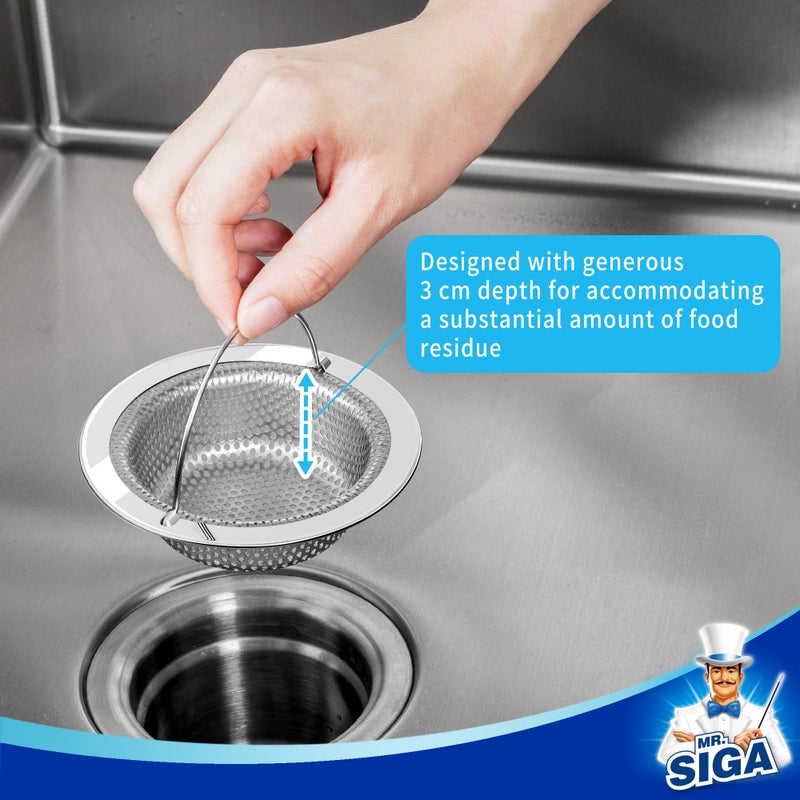 Mr Siga MR.SIGA Kitchen Sink Strainer, Stainless Steel Sink Drain Strainer, Dishwasher Safe, 2 Pack - Image 4
