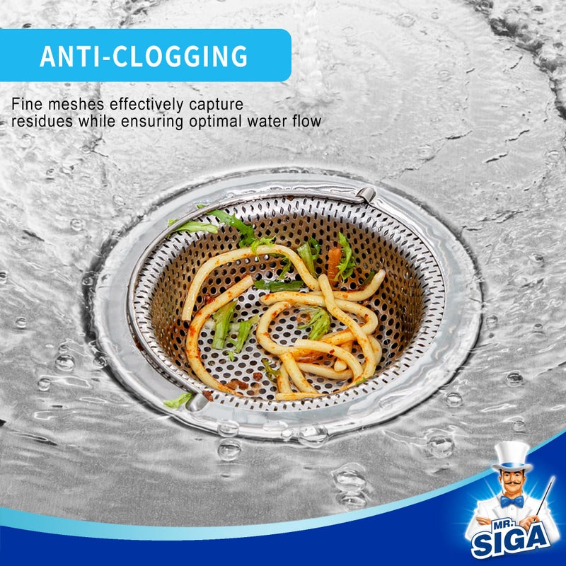 Mr Siga MR.SIGA Kitchen Sink Strainer, Stainless Steel Sink Drain Strainer, Dishwasher Safe, 2 Pack - Image 3