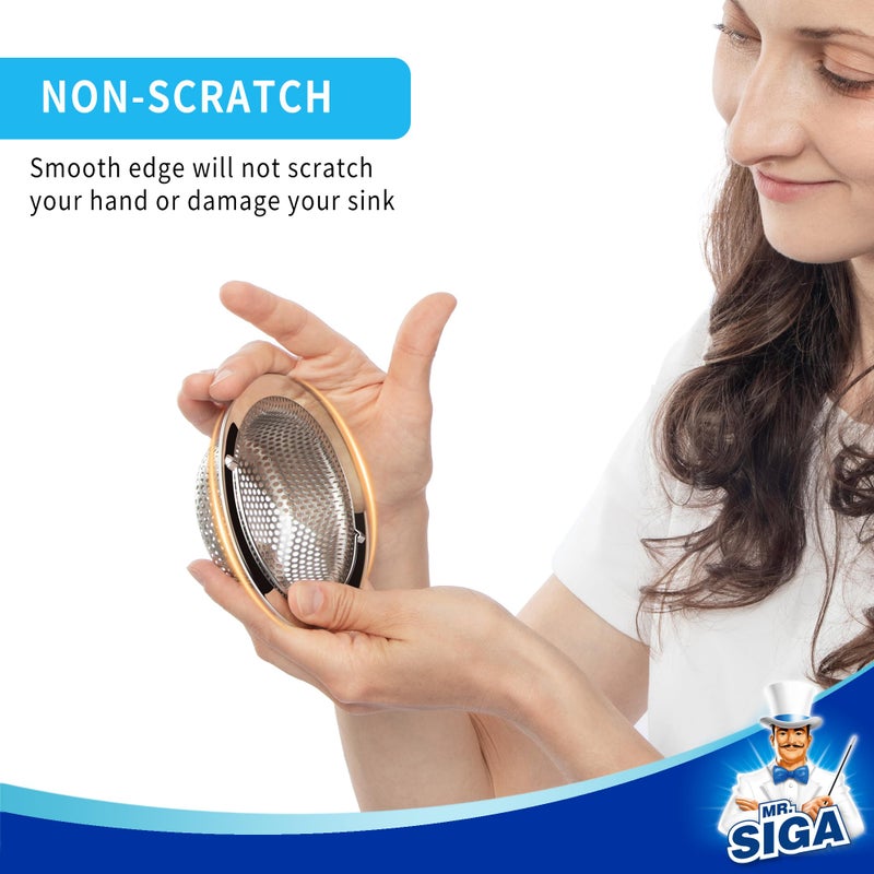 Mr Siga MR.SIGA Kitchen Sink Strainer, Stainless Steel Sink Drain Strainer, Dishwasher Safe, 2 Pack - Image 5