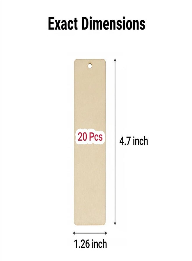 WHTCHSU Wood Blank Bookmarks DIY Wooden Craft Bookmark Unfinished Wood Hanging Tags Rectangle Shape Blank Bookmark Ornaments with Holes and Ropes for Christmas DIY Wedding Birthday Party Decor (20) - Image 2