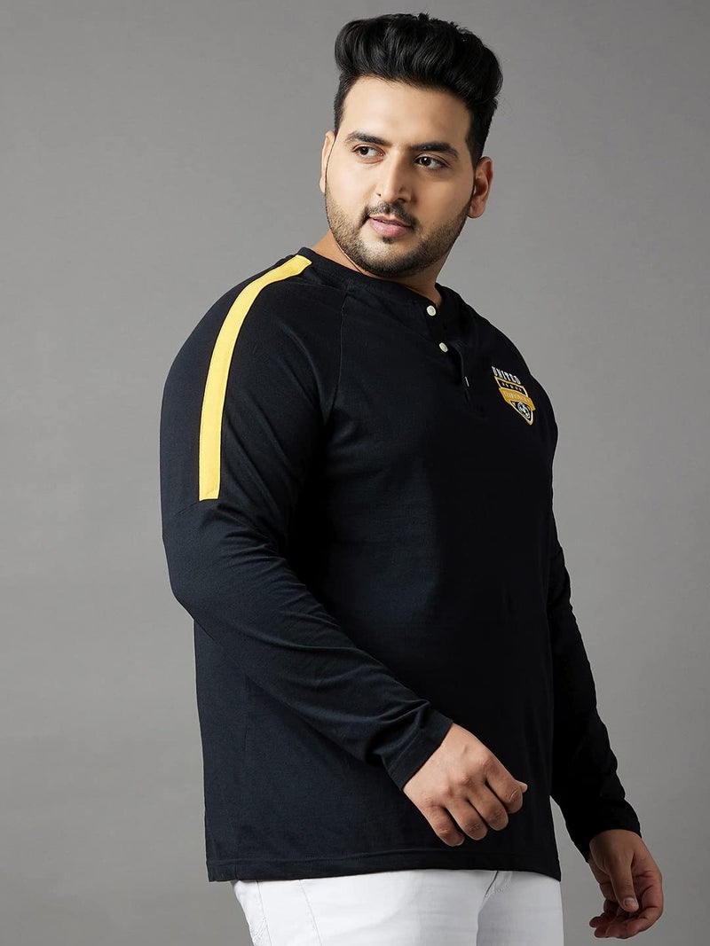 Bigbanana Plus Size Men's Regular Fit Henley Tshirt (Tactics,Black,4XL) - Image 4