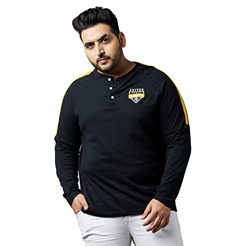 Bigbanana Plus Size Men's Regular Fit Henley Tshirt (Tactics,Black,4XL) - Image 1