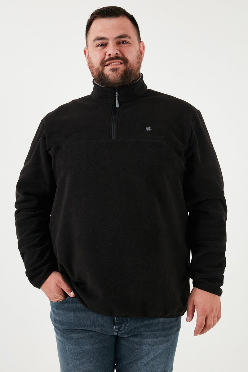 Buratti Regular Fit Anti-Pilling Plus Size Stand Collar Winter Raised Polar Fleece Men's Polar 5906001B - Image 1