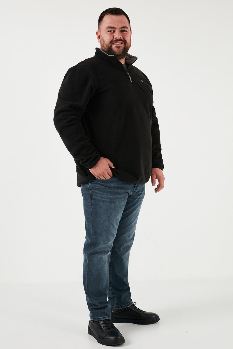 Buratti Regular Fit Anti-Pilling Plus Size Stand Collar Winter Raised Polar Fleece Men's Polar 5906001B - Image 3