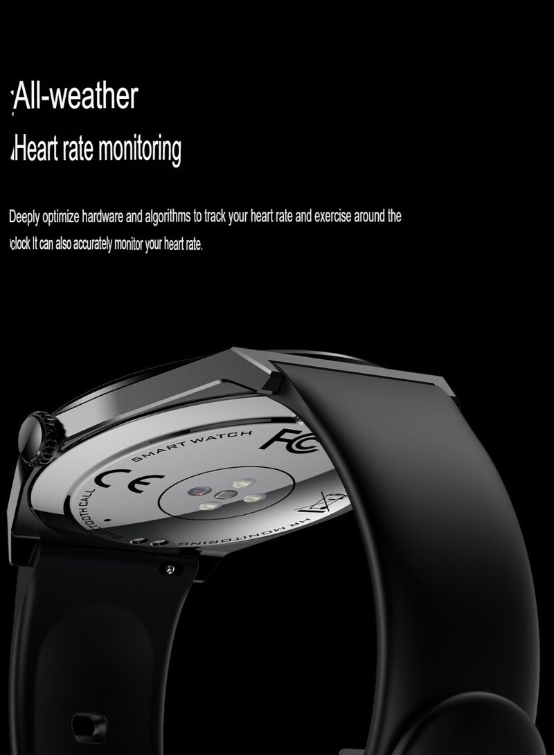 MT56 Smart Watch, 1.43 Amoled HD Screen Bluetooth Call Smart Bracelet, Magnetic Charging Waterproof Fitness Tracker With Heart Rate Blood Oxygen Monitoring, (1pc, Brown, Leather Strap) - Image 2