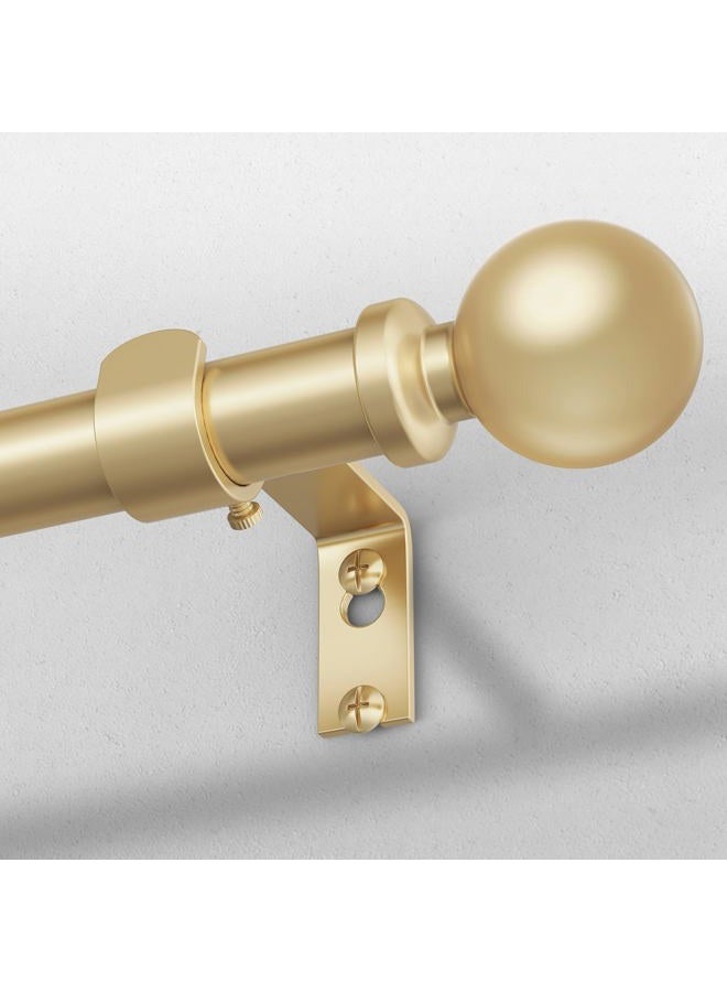 Wolistsa Gold Long Curtain Rods for Windows 66 to 120 Inch, Adjustable Heavy Duty 1" Diameter Decorative Curtain Rod with Gold Round Finials, Modern Easy Install Extendable Metal Drapery Pole Set - Image 1