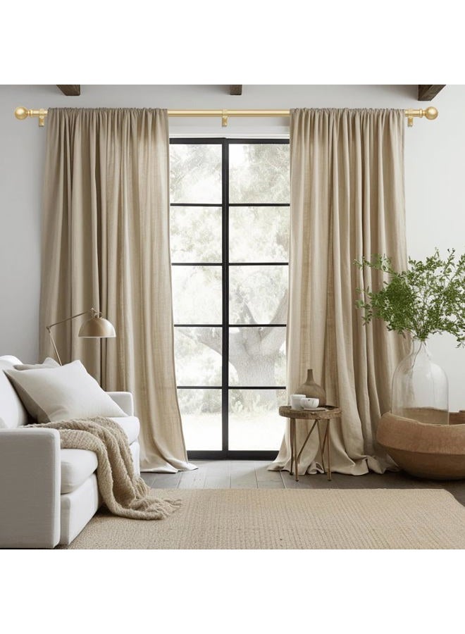 Wolistsa Gold Long Curtain Rods for Windows 66 to 120 Inch, Adjustable Heavy Duty 1" Diameter Decorative Curtain Rod with Gold Round Finials, Modern Easy Install Extendable Metal Drapery Pole Set - Image 2