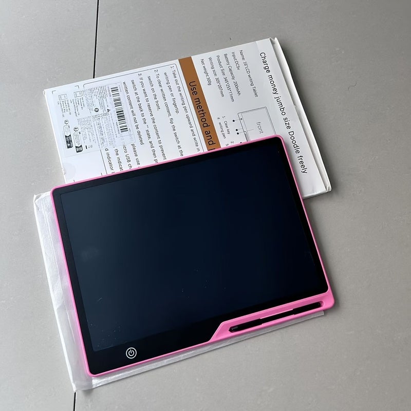 Pink 16 Inch LCD Rechargeable Writing Drawing Tablet with Monochrome Screen - Image 5