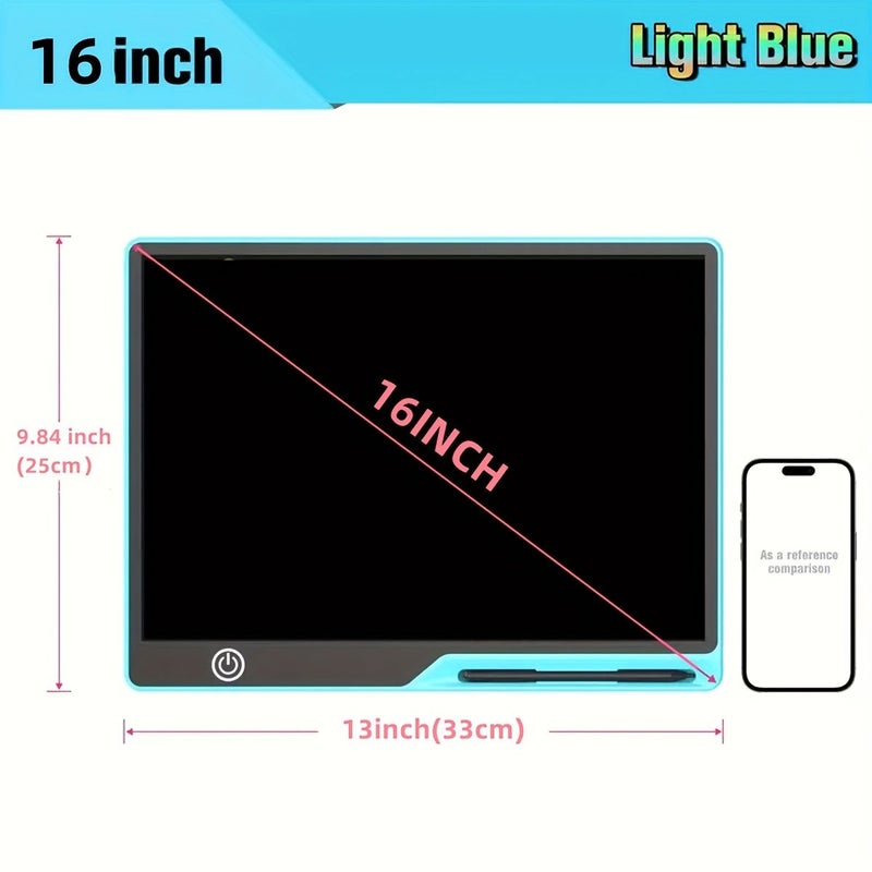 Pink 16 Inch LCD Rechargeable Writing Drawing Tablet with Monochrome Screen - Image 3