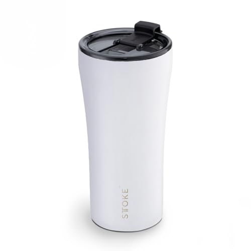 Sttoke Leakproof Ceramic Reusable Coffee Cup 16 oz - Angel White (S16AW0514) - Image 1