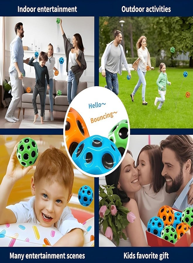 Hanuco Moon Balls for Kids,Rubber Space Ball,Astro Jump Ball, Pop Bouncing Ball, Stress Relief Jumping Ball, Children Sensory Ball, Outdoor Indoor Play Multicolour (Pack of 4) - Image 3